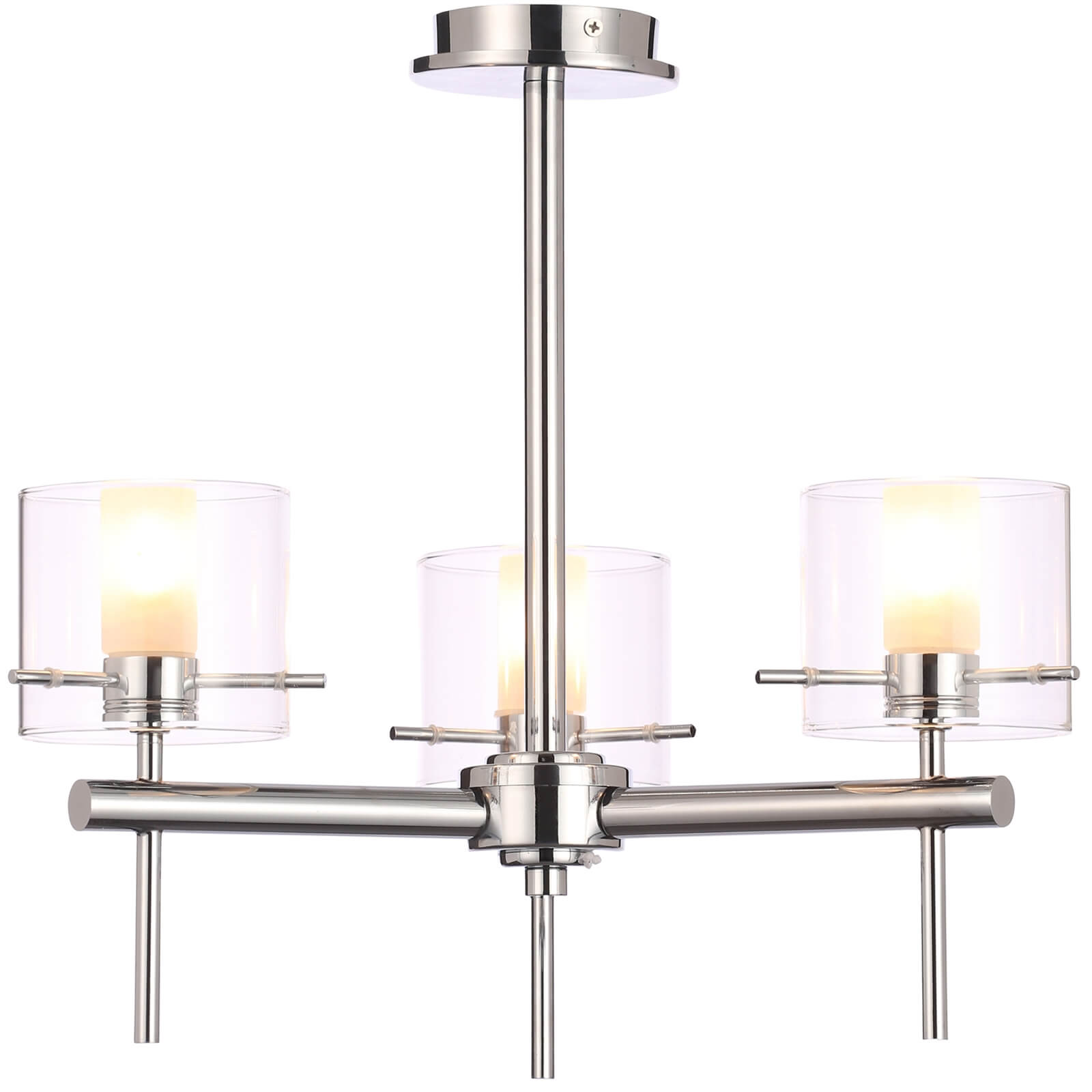 Gene Clear Cylinder 3 Light Flush - Chrome