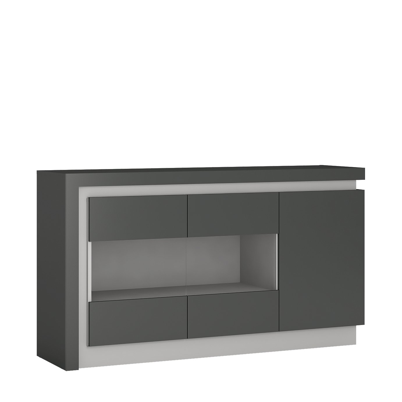 Zayden 3 Door LED Sideboard - Grey Gloss