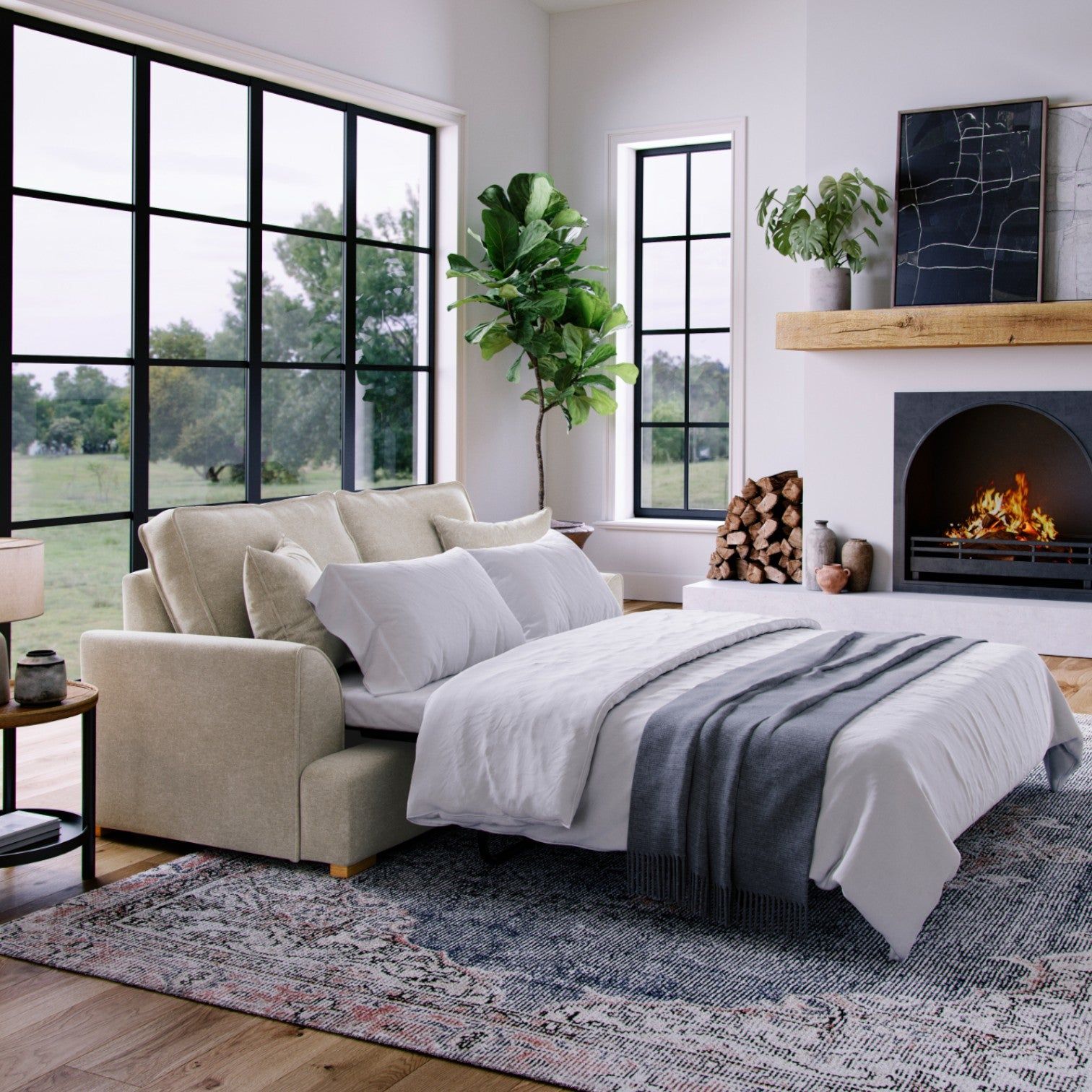The Great Sofa Company Ophelia Chenille Sofa Bed in Stone