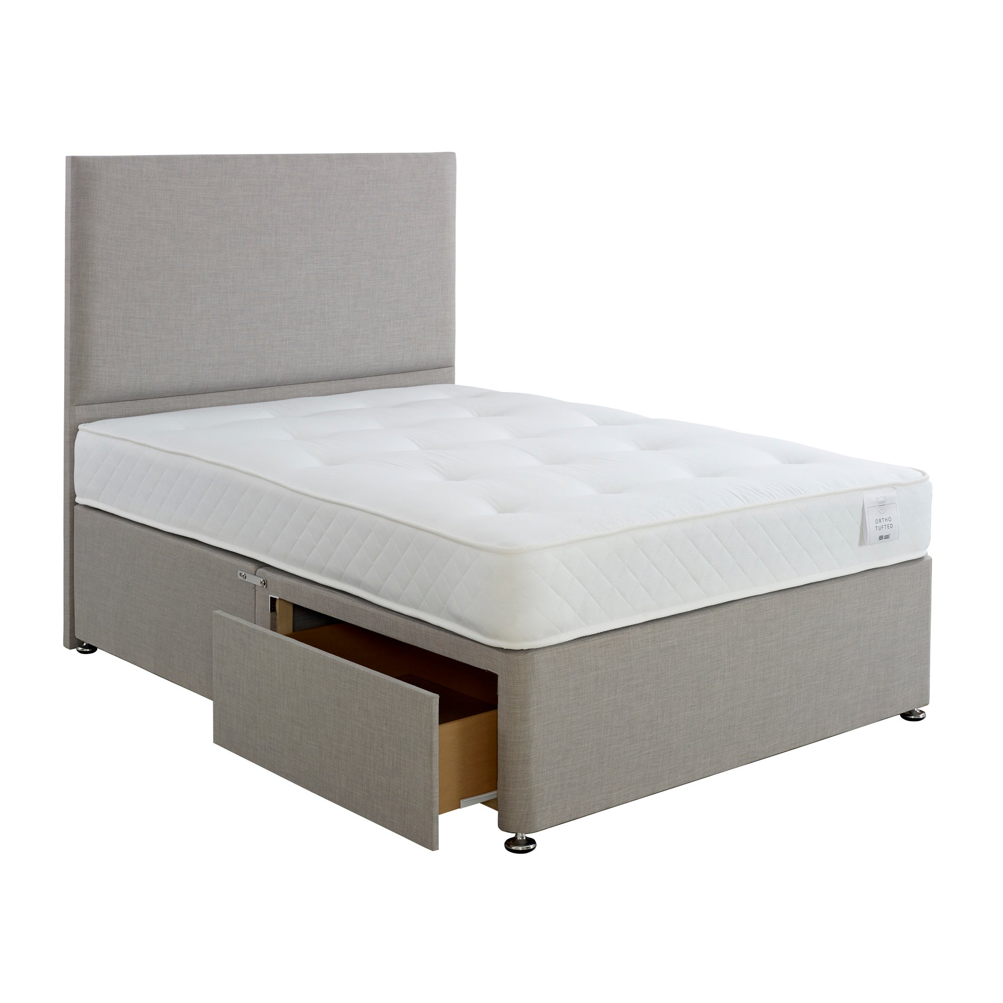 Superior Comfort Divan Bed with Mattress Grey