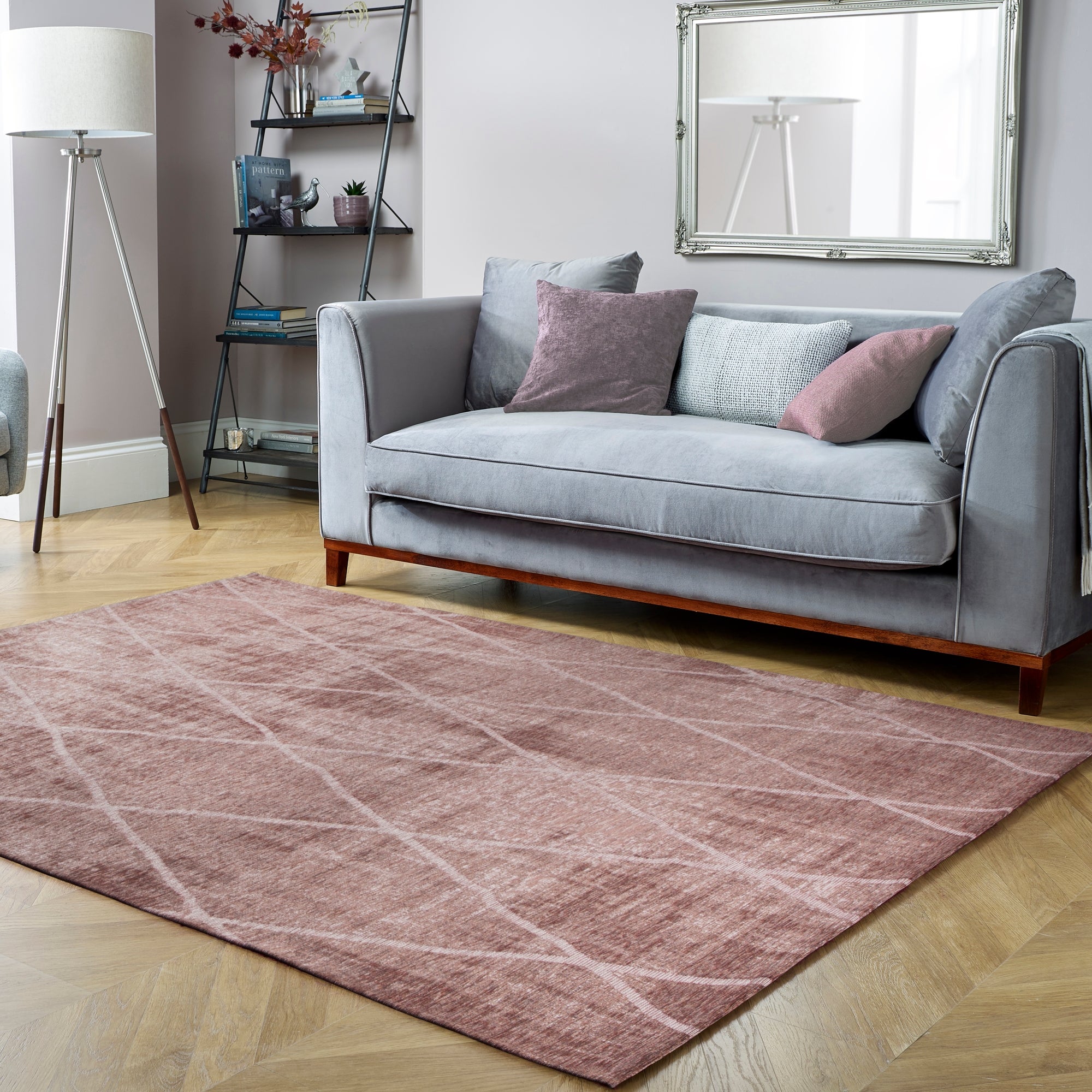 5A Fifth Avenue Sheer Diamond Geometric Rug Pink (Blush)