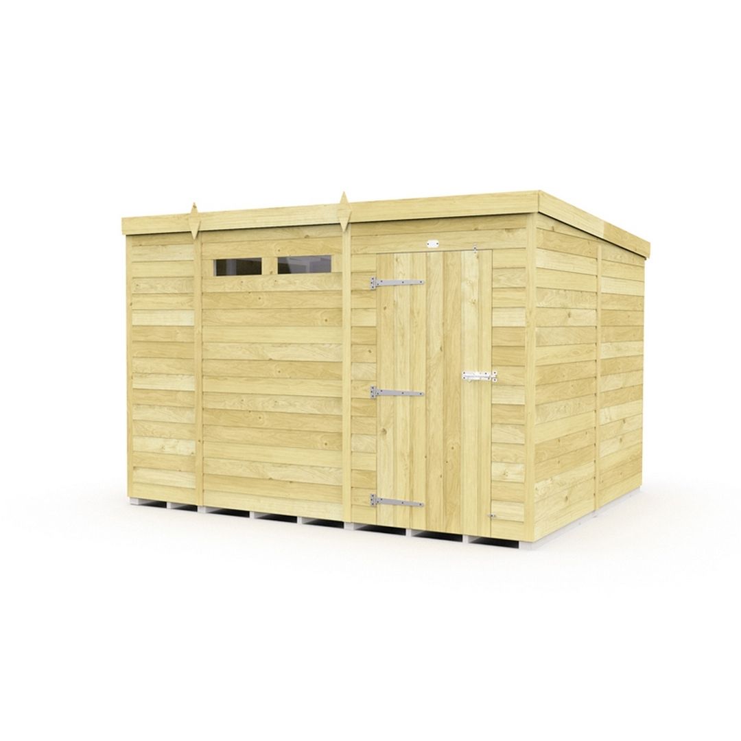 Buttercup Farm 10 x 8 Feet Pent Security Shed - Single Door - L231 x W302 x H201 cm in Brown