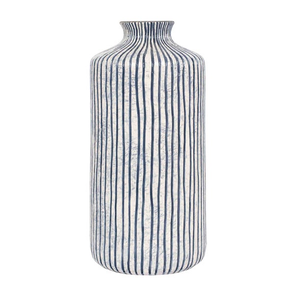 Bude Blue & White Stripe Stoneware Vase 2