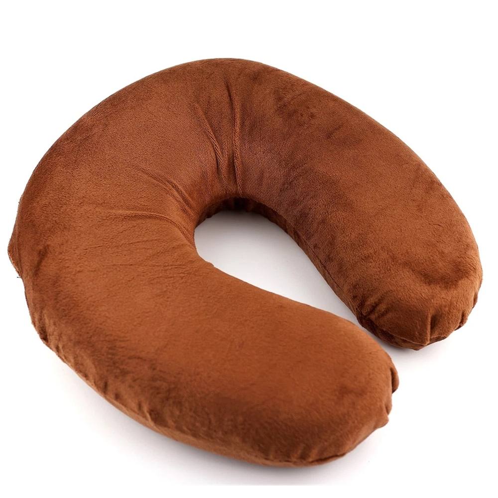 Nordara Brown (Pack of 2) Neck Support Foam Pillow Cushion Travel U Shaped