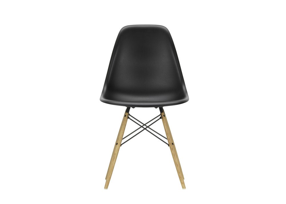 Vitra Eames DSW Side Chair New Height Deep Black Dark Maple Base