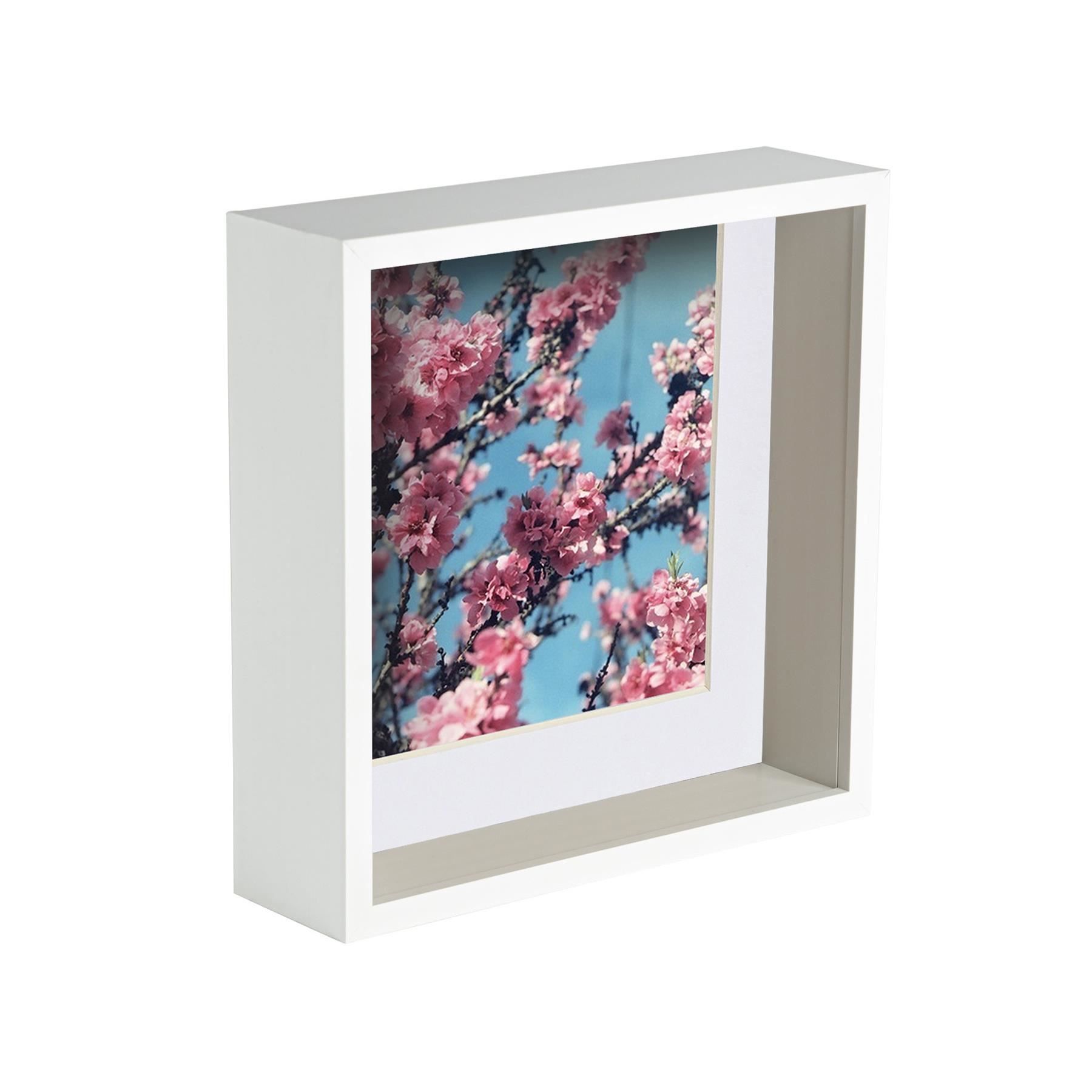 Nicola Spring 3D Deep Box Photo Frame - 8 x 8" with 6 x 6" Mount - White Mount