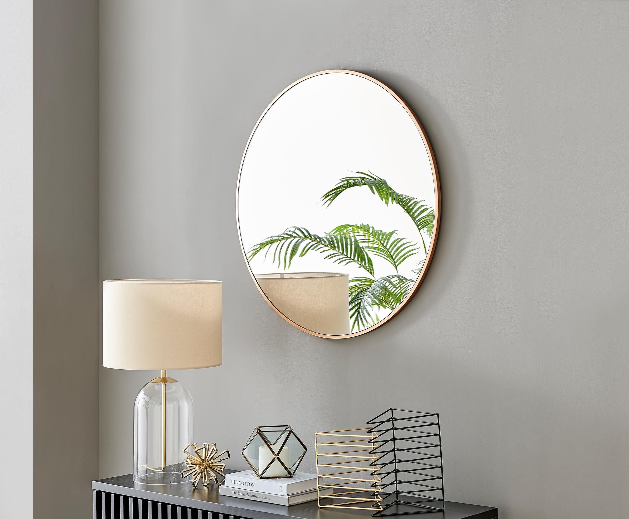 FurnitureboxUK Emma 80cm Medium Art Deco Metal Frame Round Hallway Bedroom Dining & Living Room Wall Mirror in Gold