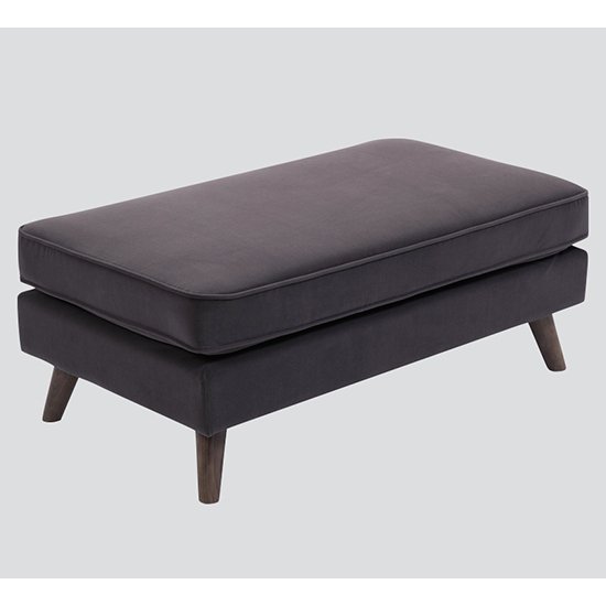 Zurich Velvet Upholstered Footstool In Elephant Grey