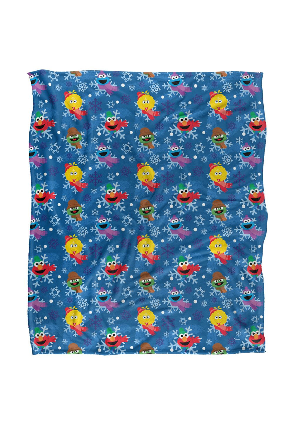 Sesame Street Character Snowflake Pattern Silky Touch Super Soft Throw Blanket 152 X 127 cm in White