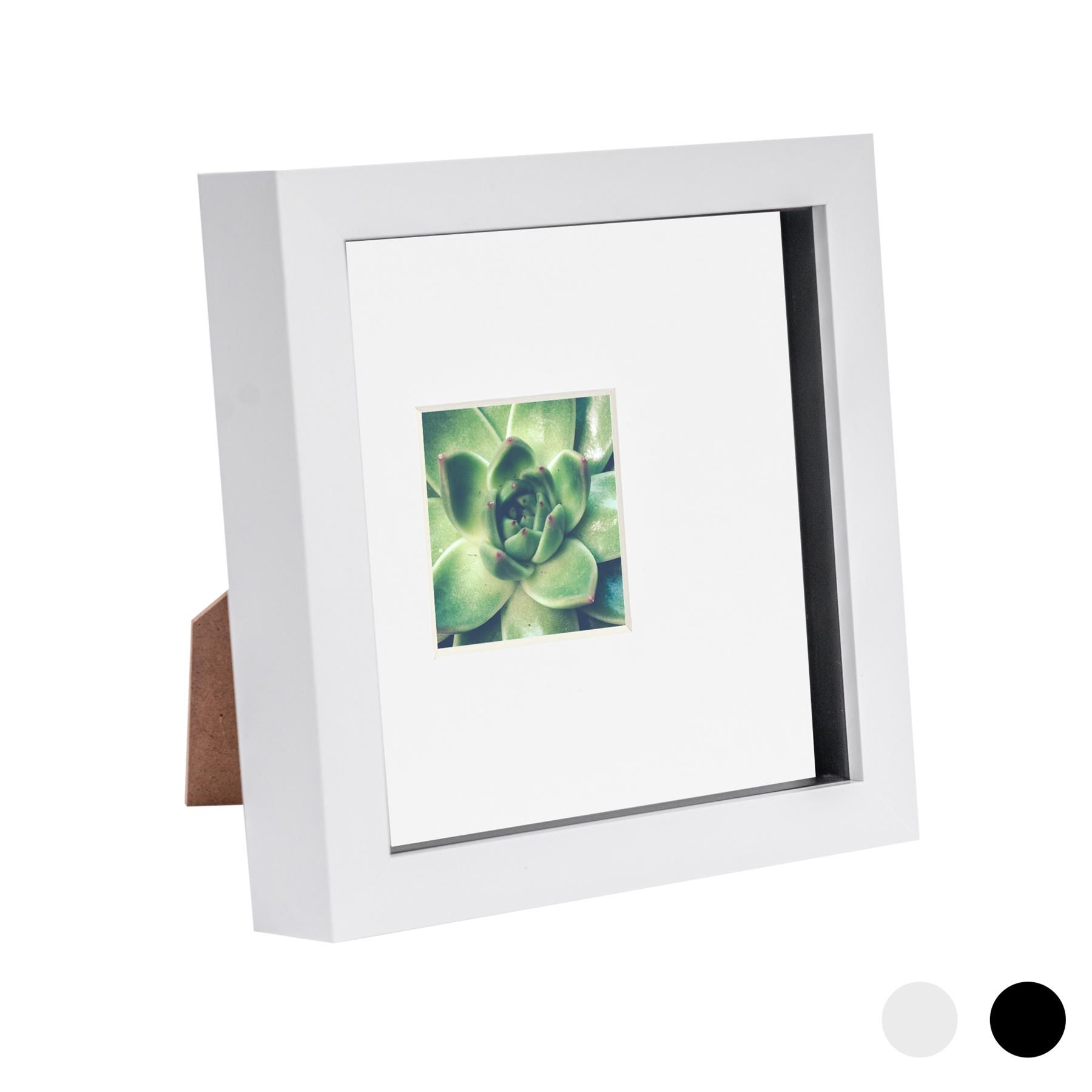 Nicola Spring 3D Box Photo Frame - 6 x 6" with 2 x 2" Mount - Ivory Mount in White