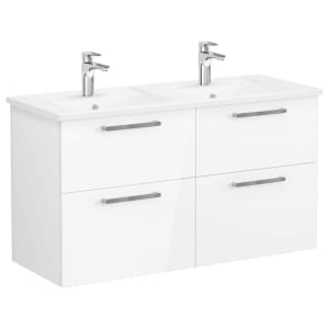 VitrA Avery Gloss White Wall Hung Vanity Unit & Double Basin - 1200 x 670mm