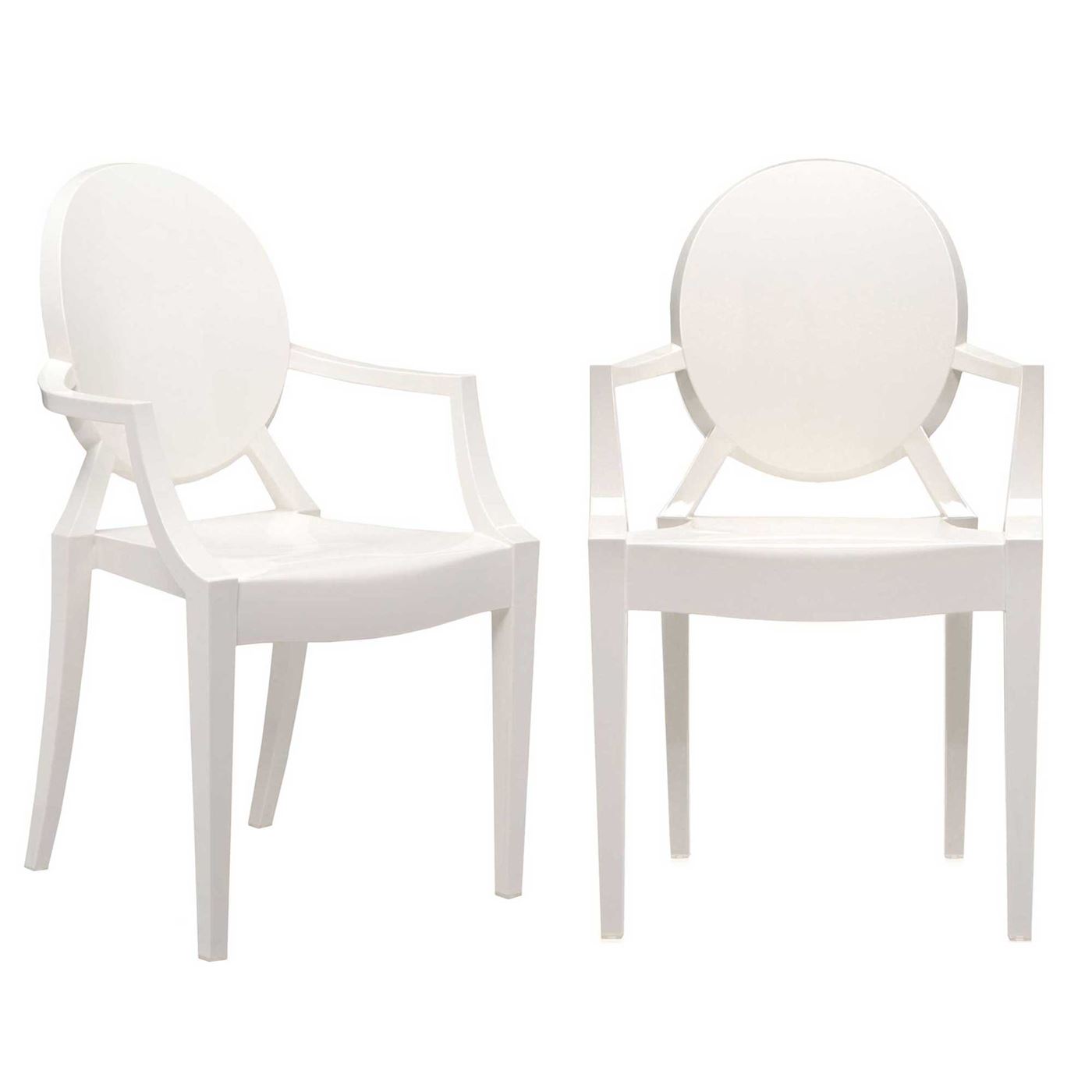 Pair of Kartell Louis Ghost Stackable Armchair, White