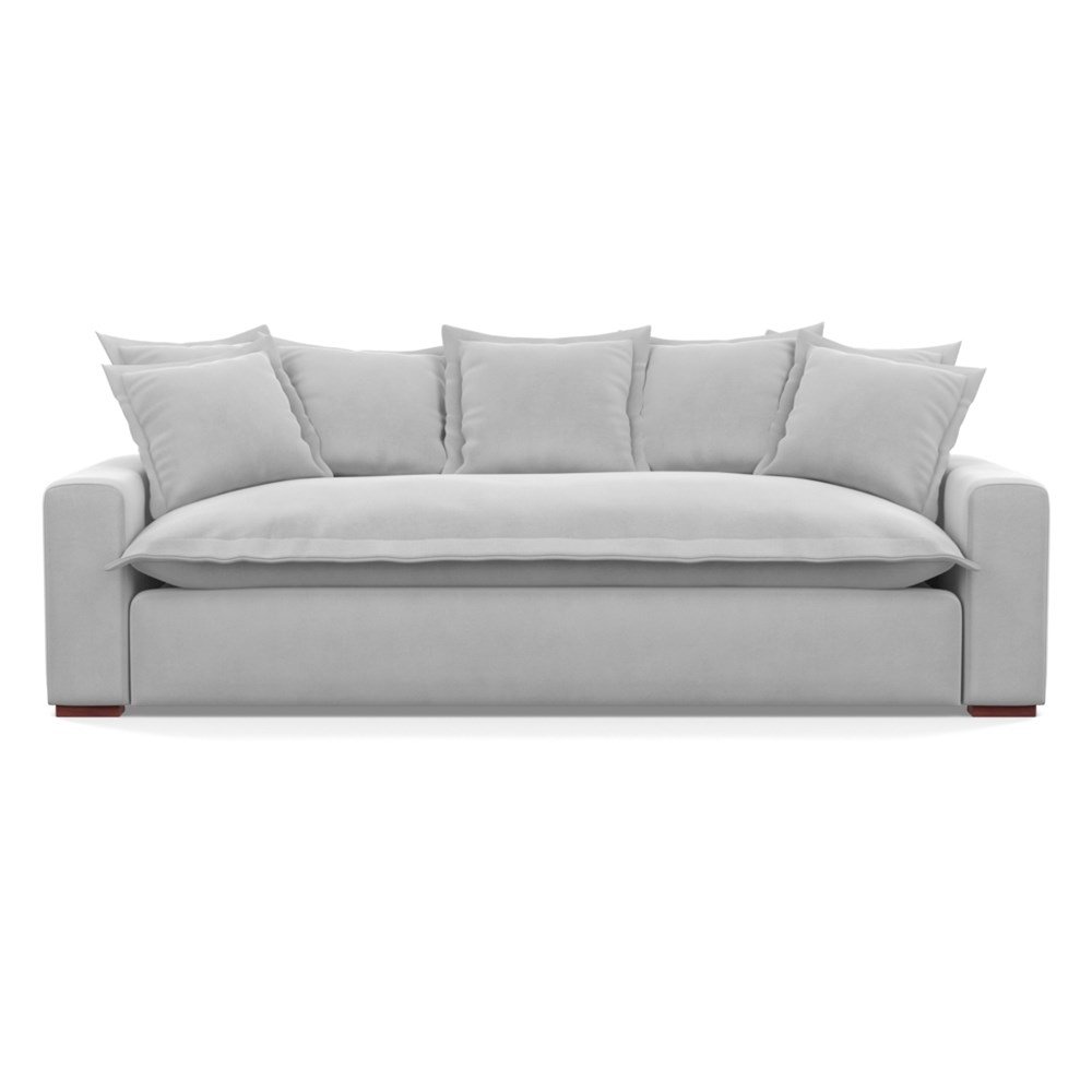 Heal's Brompton 4 Seater Sofa Velvet Platinum Walnut Stain Feet