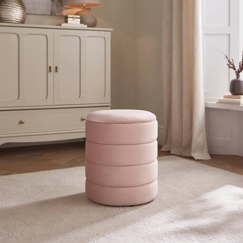 GFW Klara Velvet Storage Stool in Pink