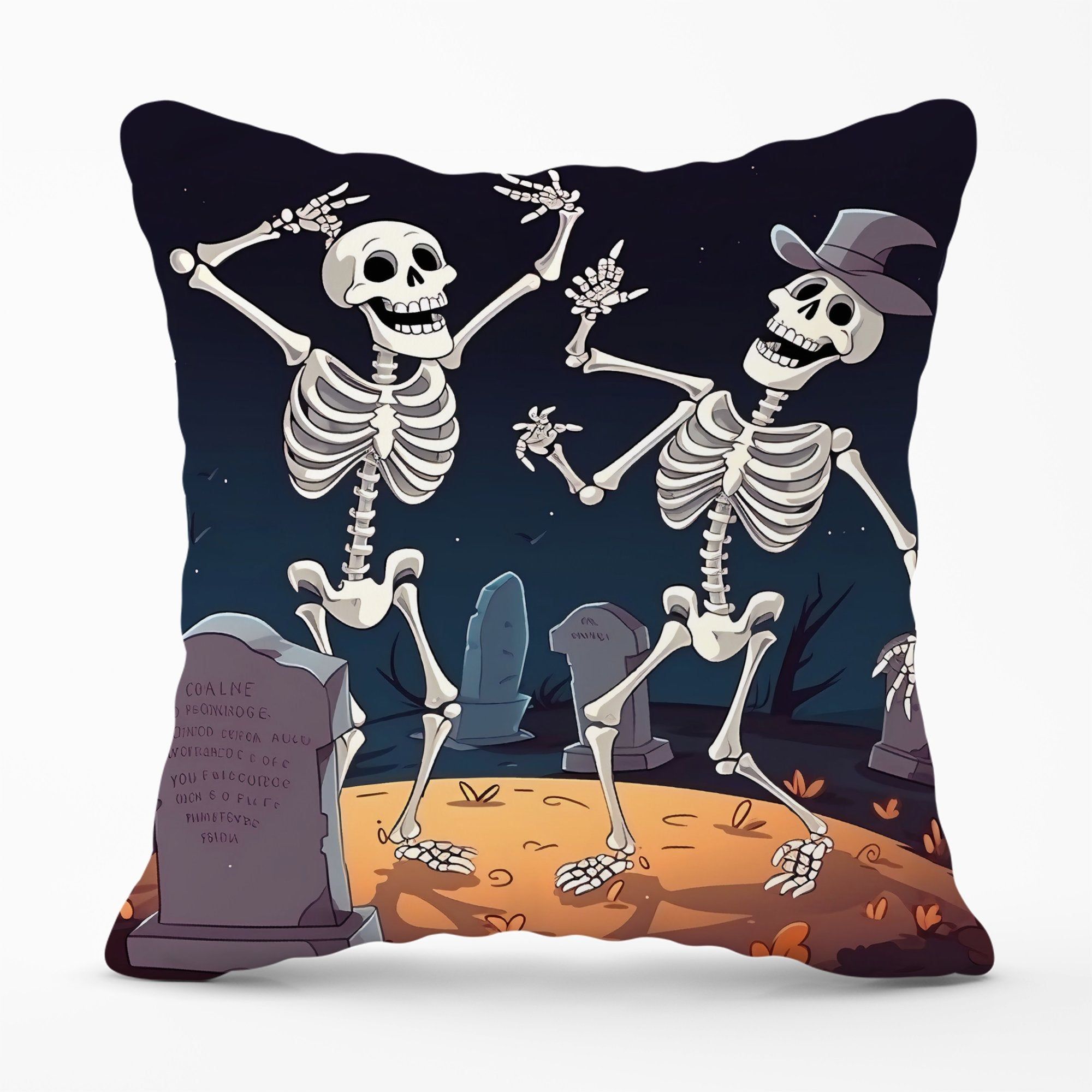 Warren Reed - Designer Skeletons Dancing Cushions in Black