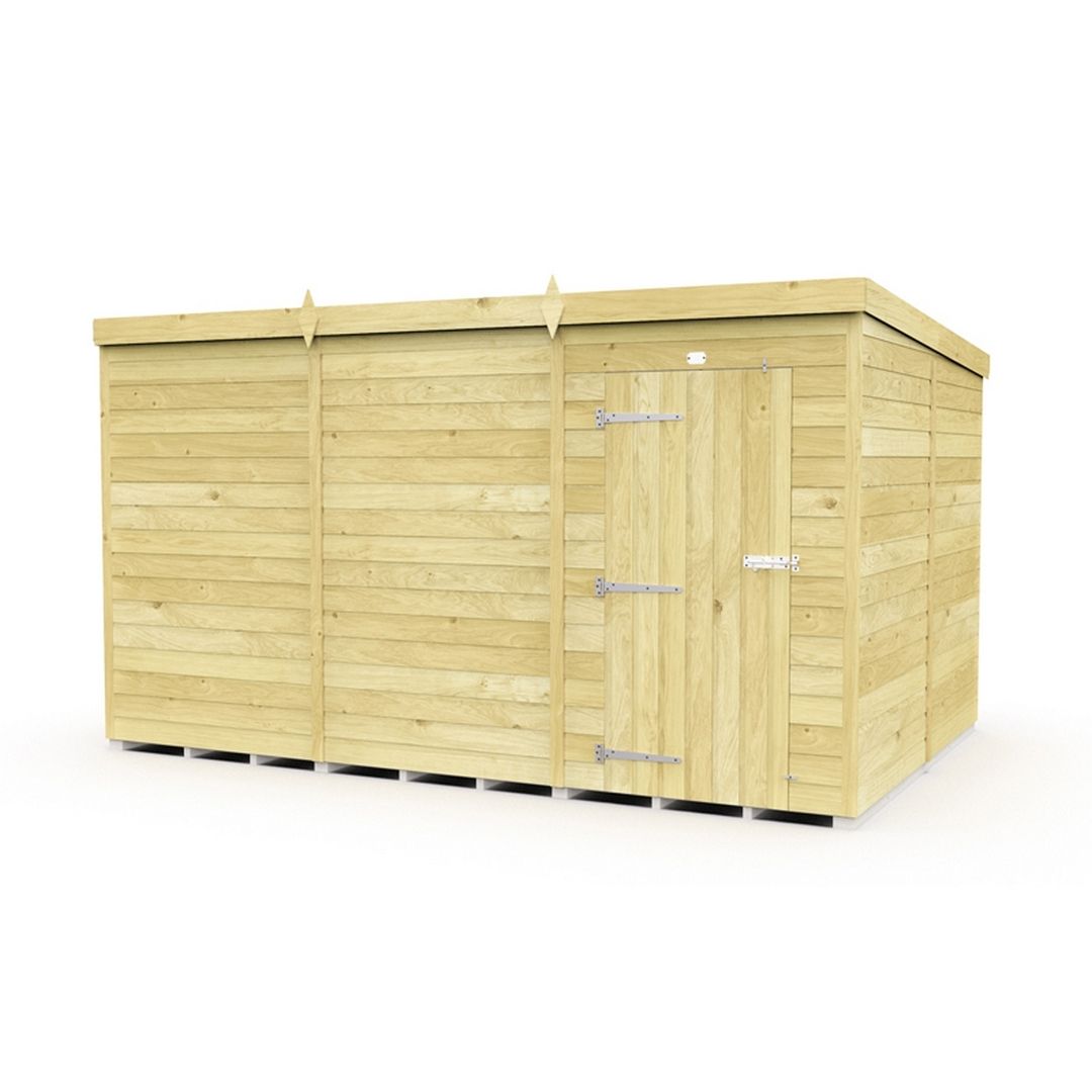 Buttercup Farm 12 x 8 Feet Pent Shed - Single Door W/O Window - L231 x W358 x H201 cm in Brown