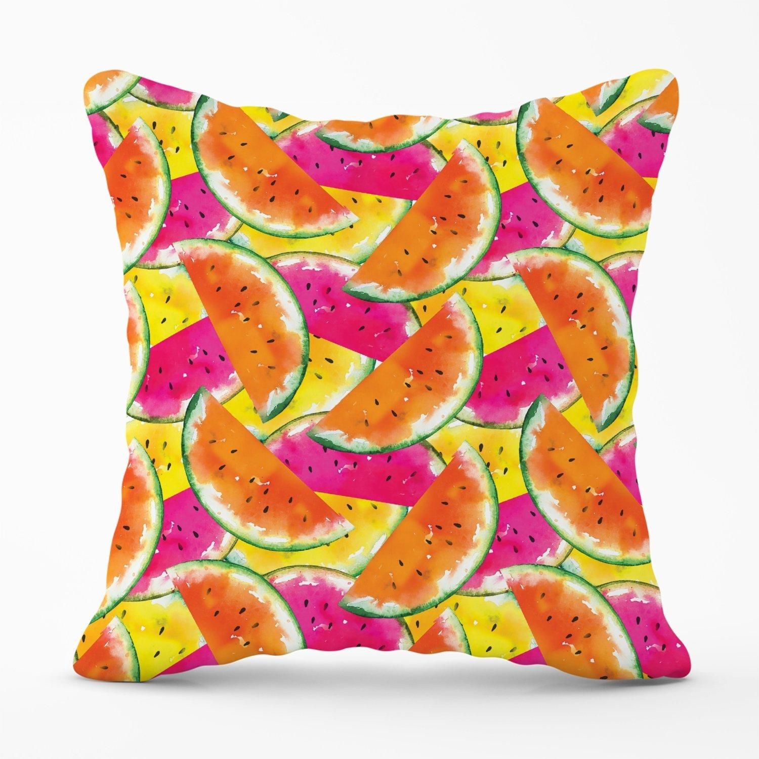 Warren Reed - Designer Watermelon Design Outdoor Cushion in Orange