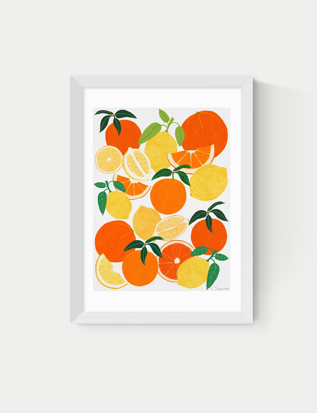 East End Prints Orange and Lemon Harvest Framed Art White