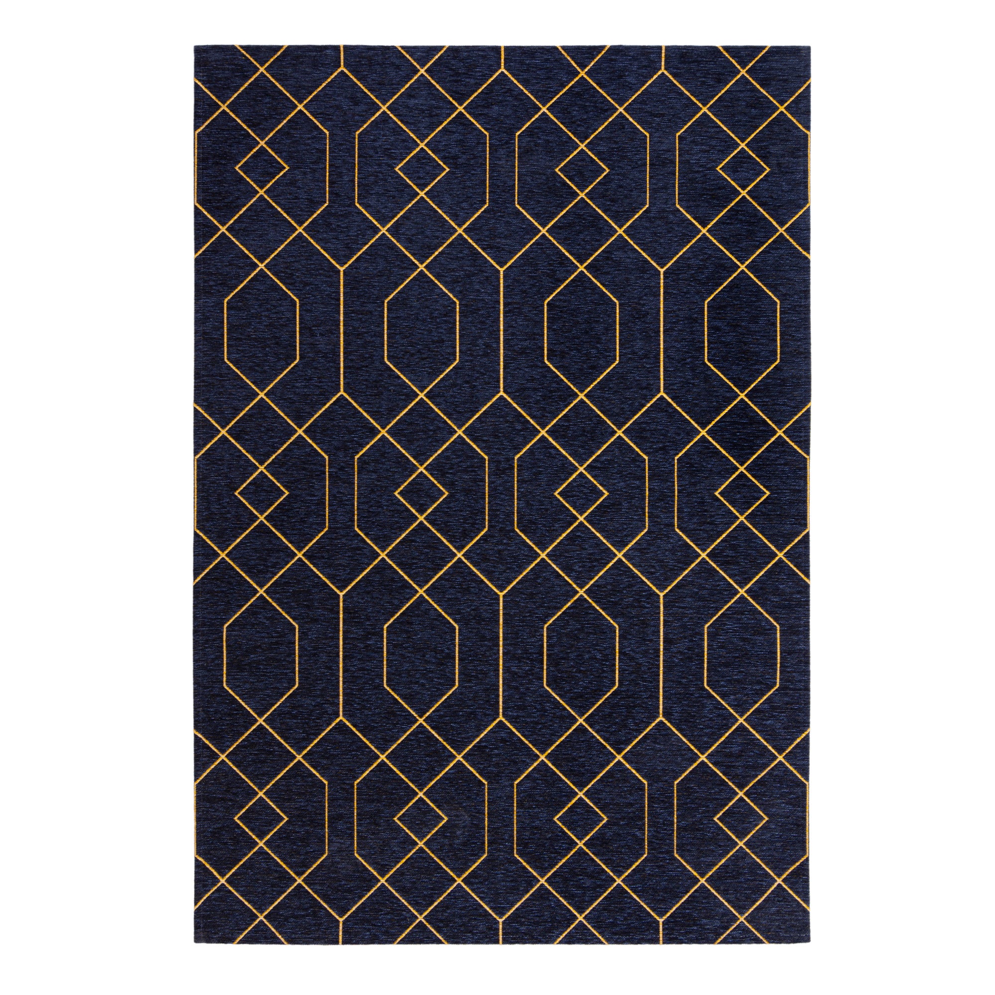 Tokyo Geometric Rug Navy and Yellow
