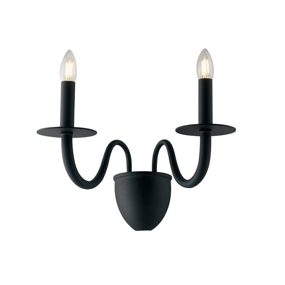 Netlighting ARMSTRONG Twin 2 Light Candle Wall Light Black 45x36x26cm
