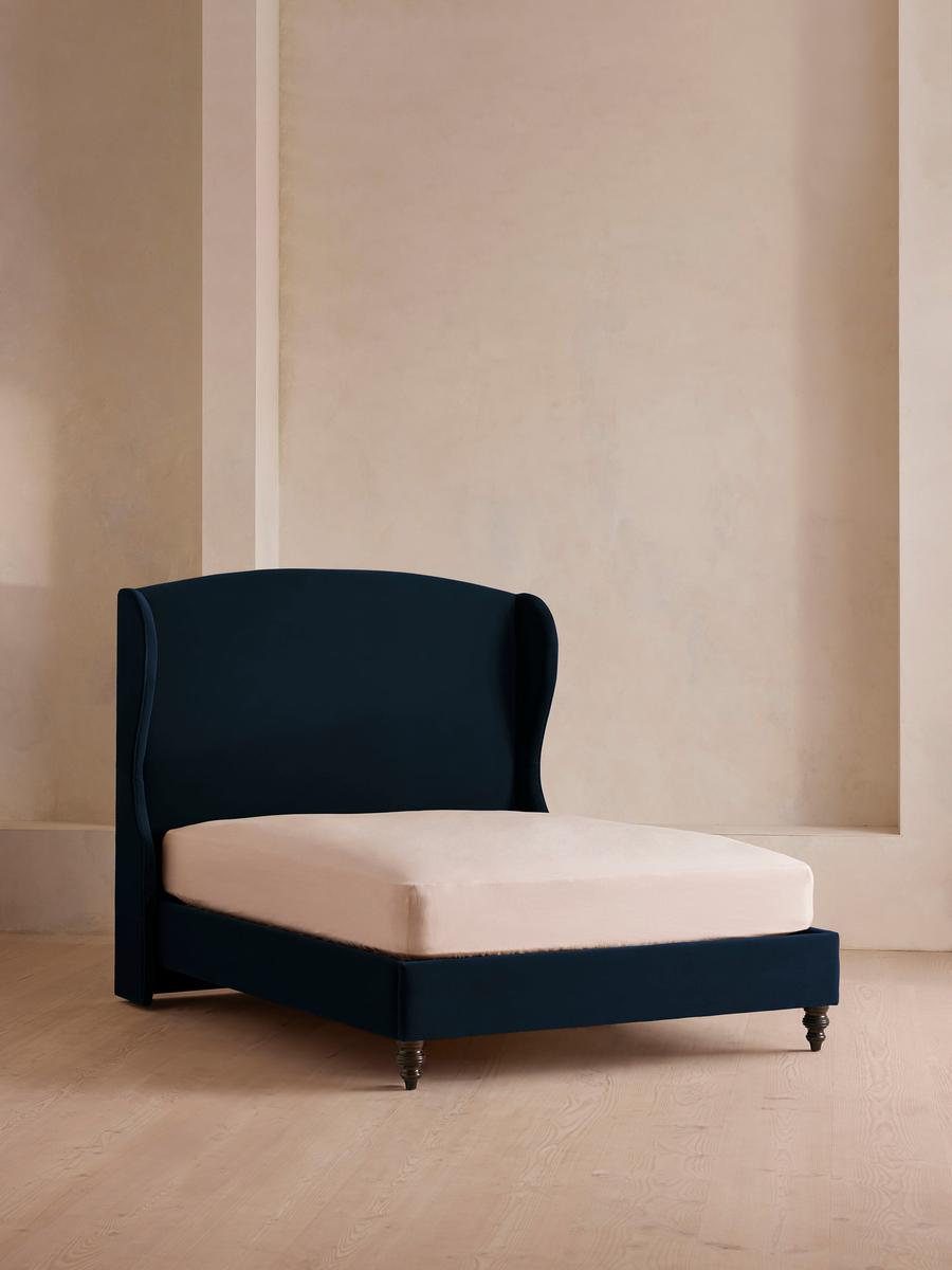 Rivas Bed, Double, Velvet, Royal Blue