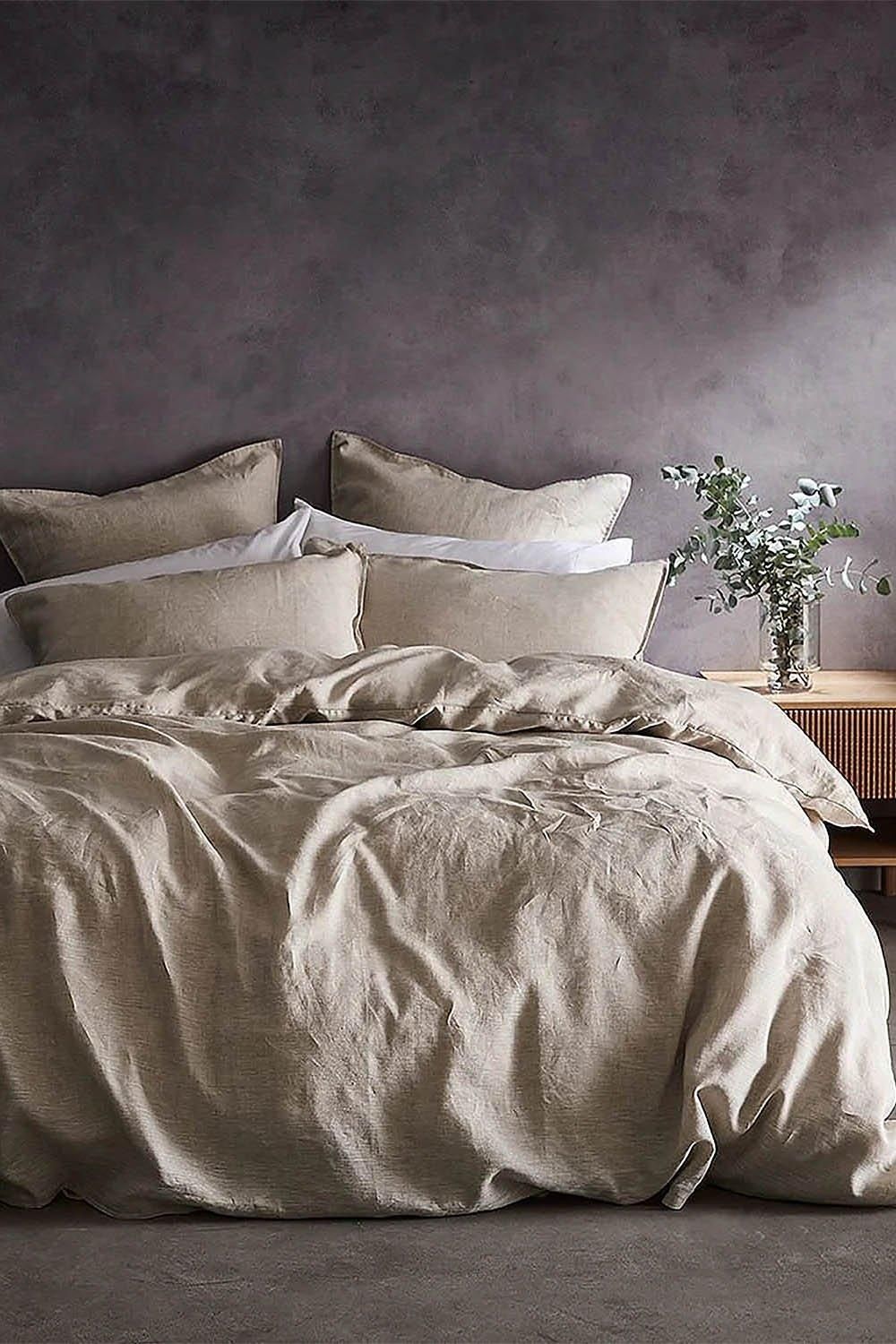 Lazy Linen 'Pure Washed Linen' Duvet Cover in Beige