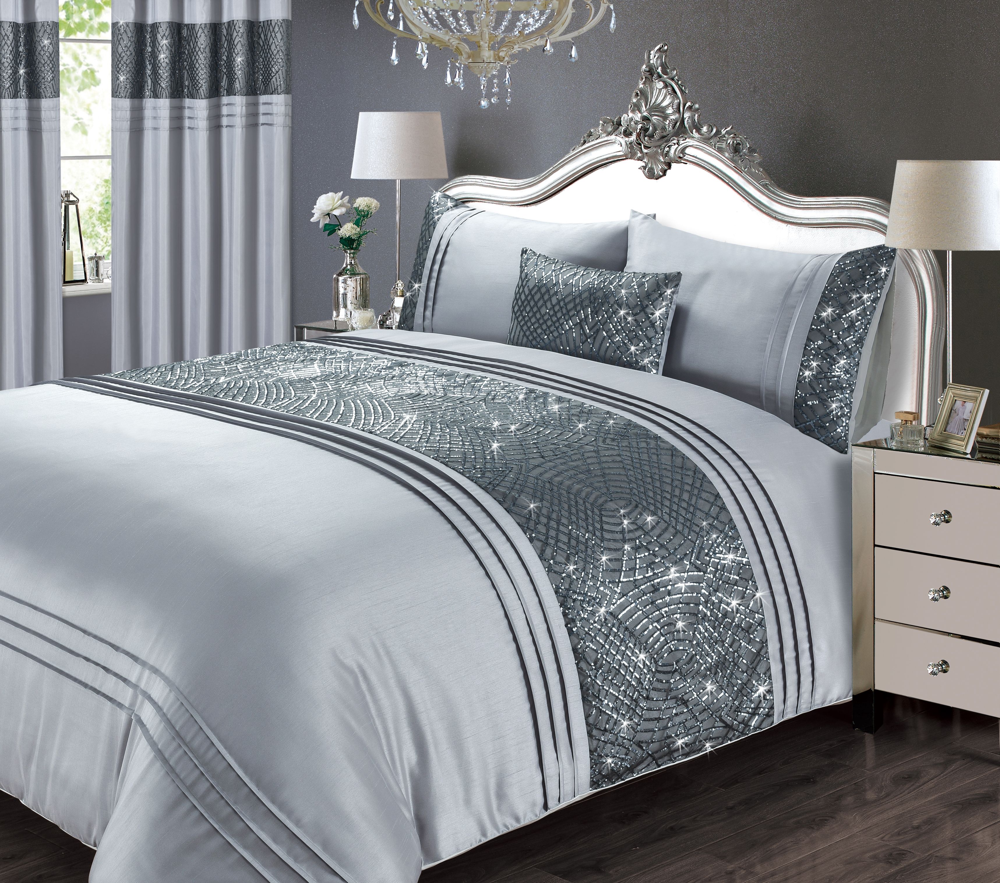 Rapport Home Charleston Polycotton Duvet Cover Set with Pillowcase in Grey
