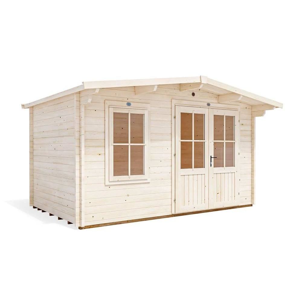 Dunster House Log Cabin W4m x D2.5m / W13' x D8' 45mm Wall Thickness in Natural White