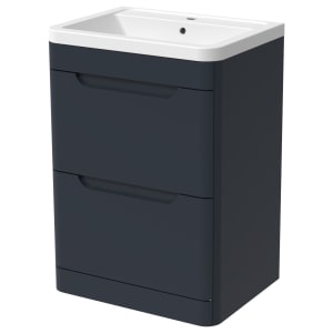 Wickes Malmo Indigo Blue Freestanding J Pull Vanity Unit & Basin - 967 x 600mm