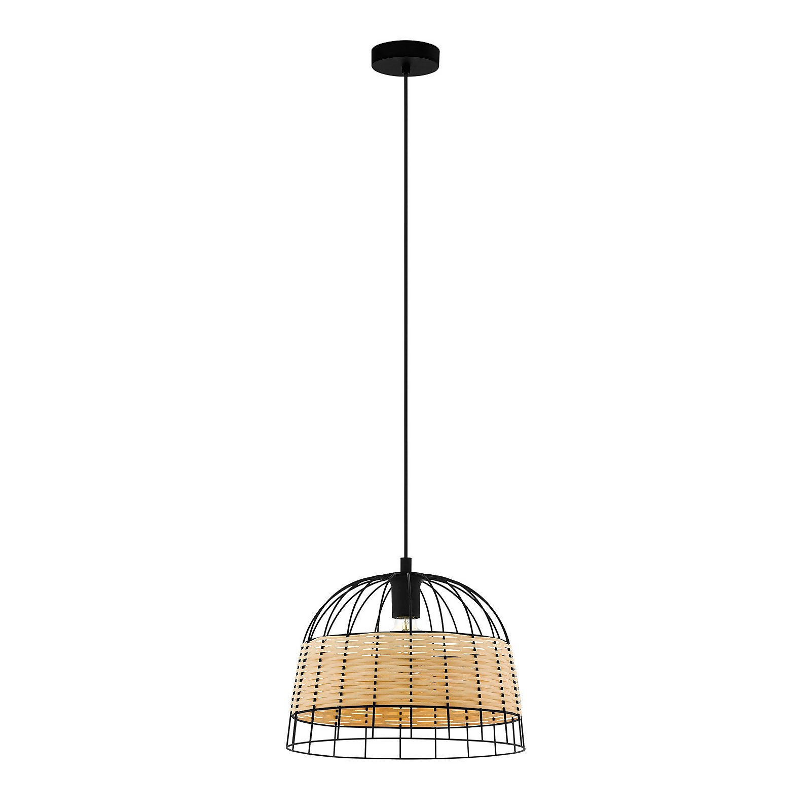Eglo Anwick Black and Rattan Pendant
