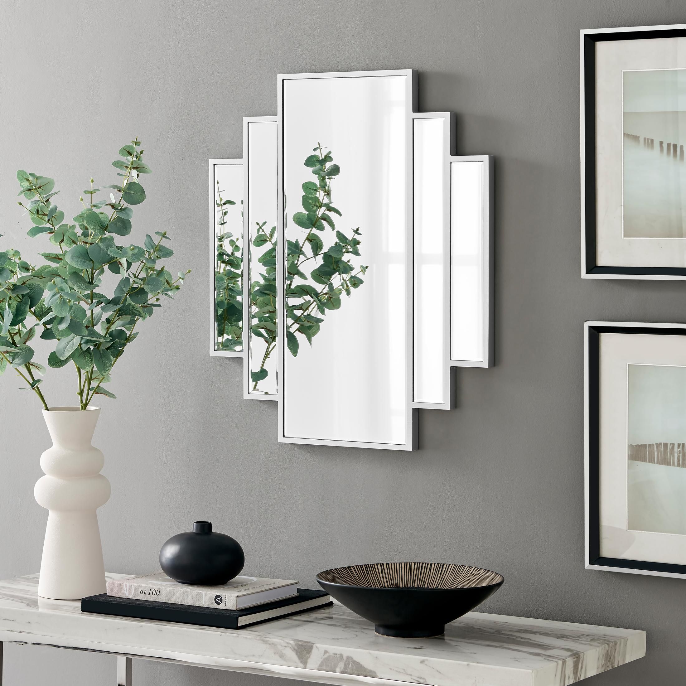 FurnitureboxUK Deco Small 1920s Inspired Silver Framed Wall Mirror