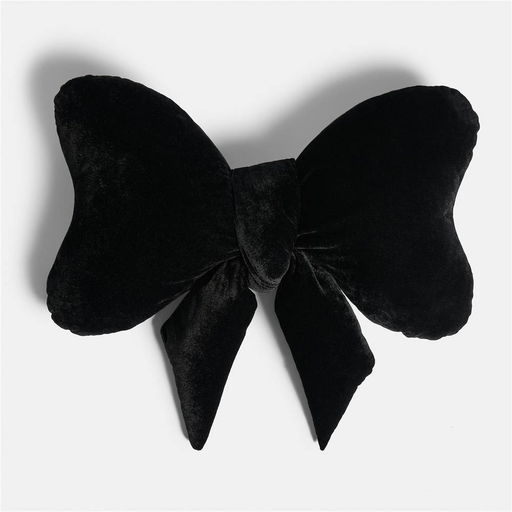 Kelvenix black Bow Shaped Cushion Velvet Decorative Filled
