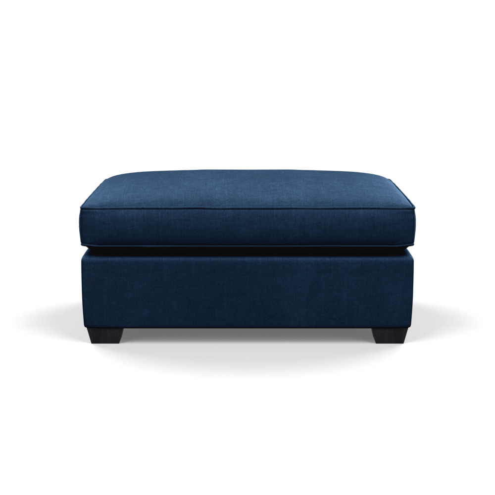Heal's Torino Footstool Capelo Linen-Cotton Inkspot Black Feet