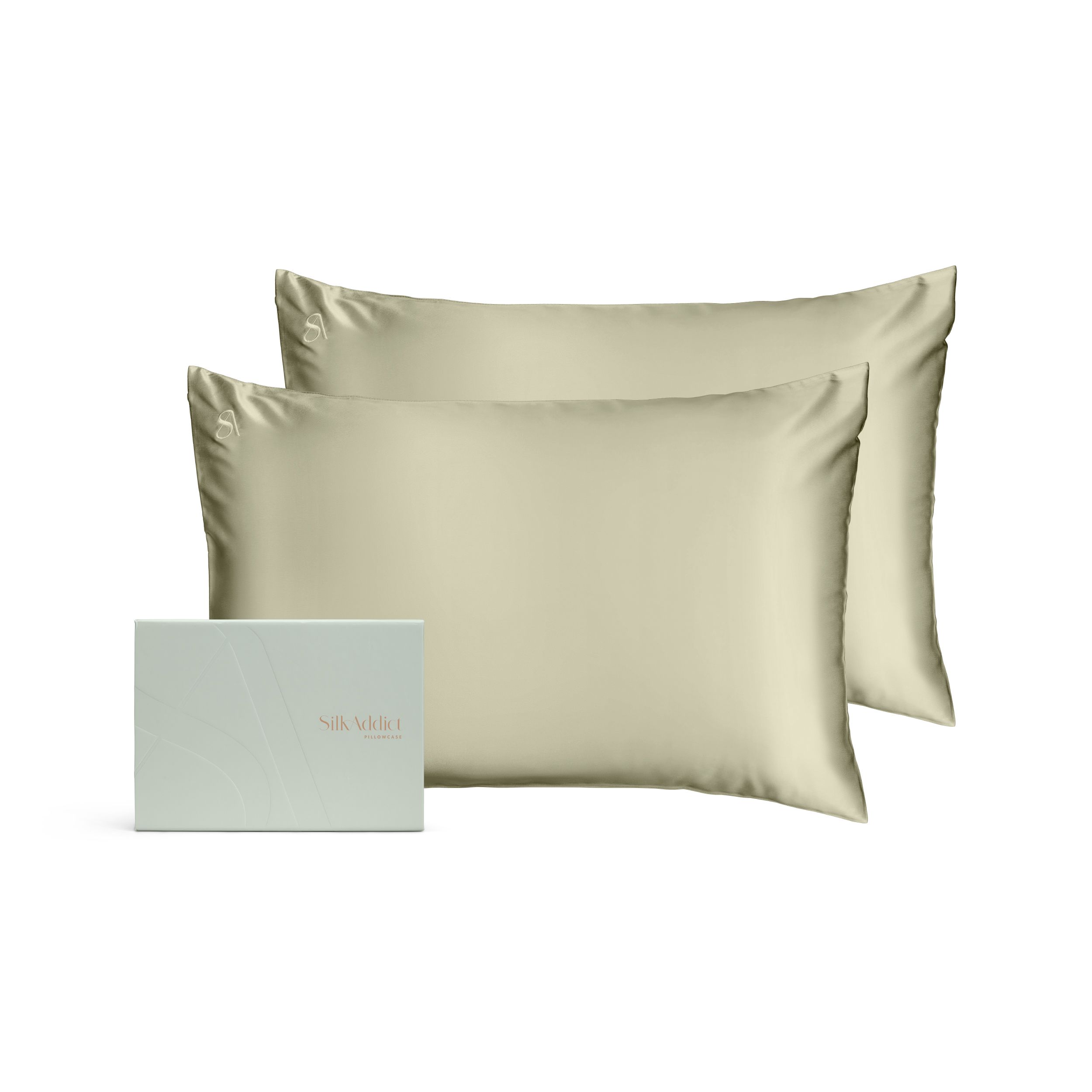 Silk Addict 100% Mulberry Silk Pillowcase Twinpack - Caramel in Olive