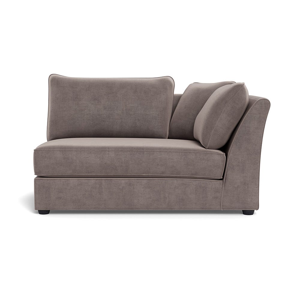 Heal's Tailor Large Curved Right Hand Facing Corner Unit Smart Luxe Velvet Mushroom Black Feet