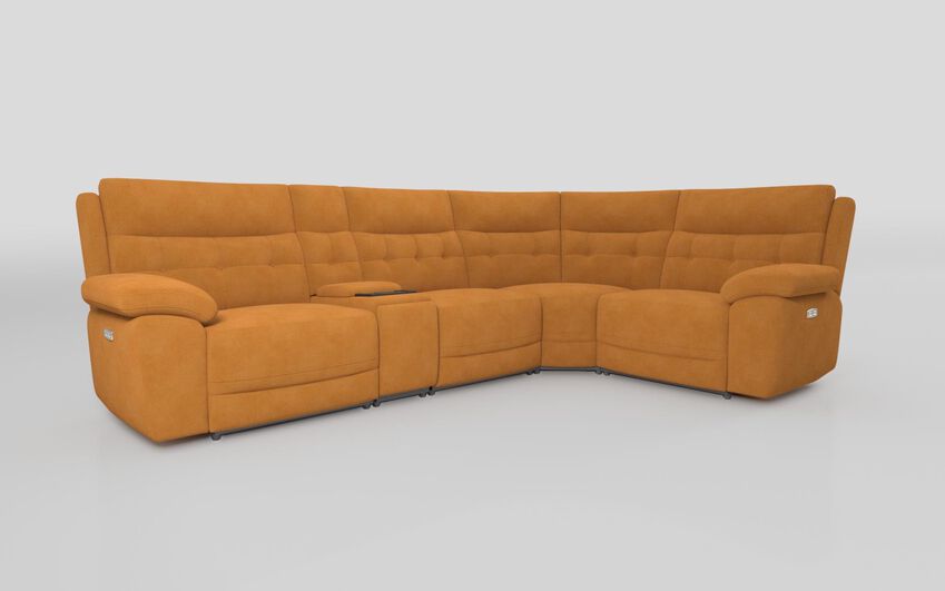 Yellow Fabric Belford 3 Corner 1 Sofa with Media Console
