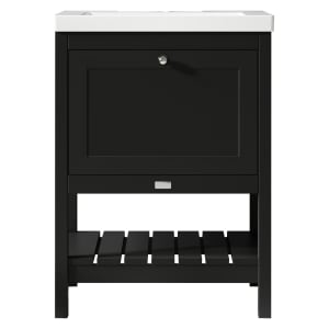 Bayswater Hartleigh Matt Black Traditional Freestanding Vanity Unit & 1 Tap Hole Modern Recessed Basin - 600mm