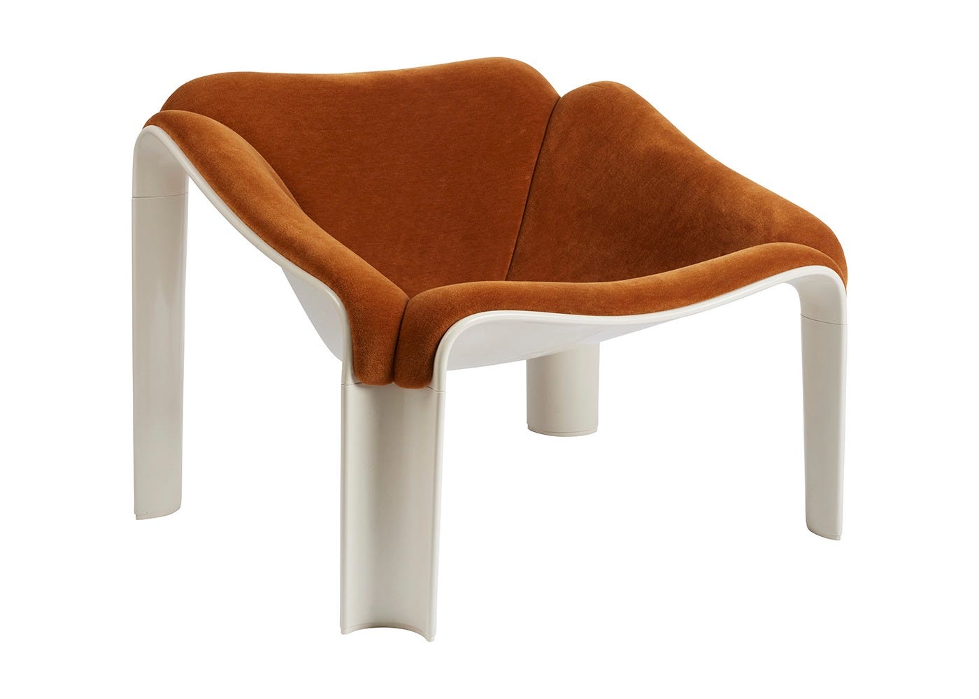 Gubi F300 Lounge Chair Dedar Alpaca Alto 021 Squirrel Alabster White Base