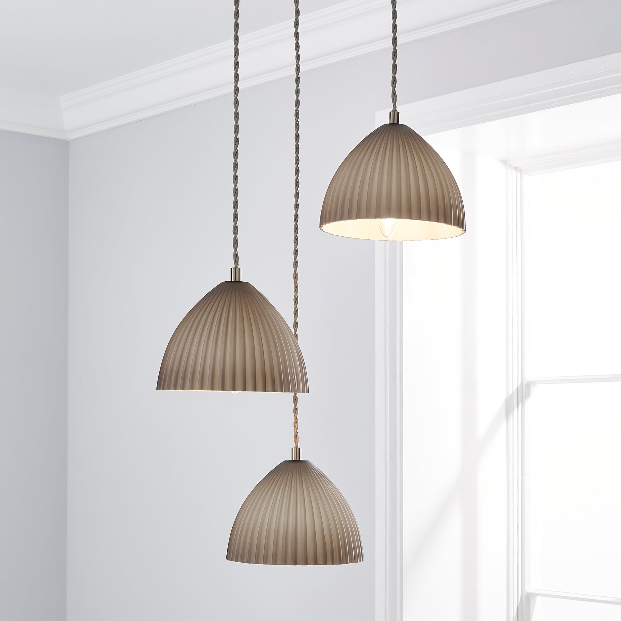 Emily 3 Light Glass Cluster Fitting Grey