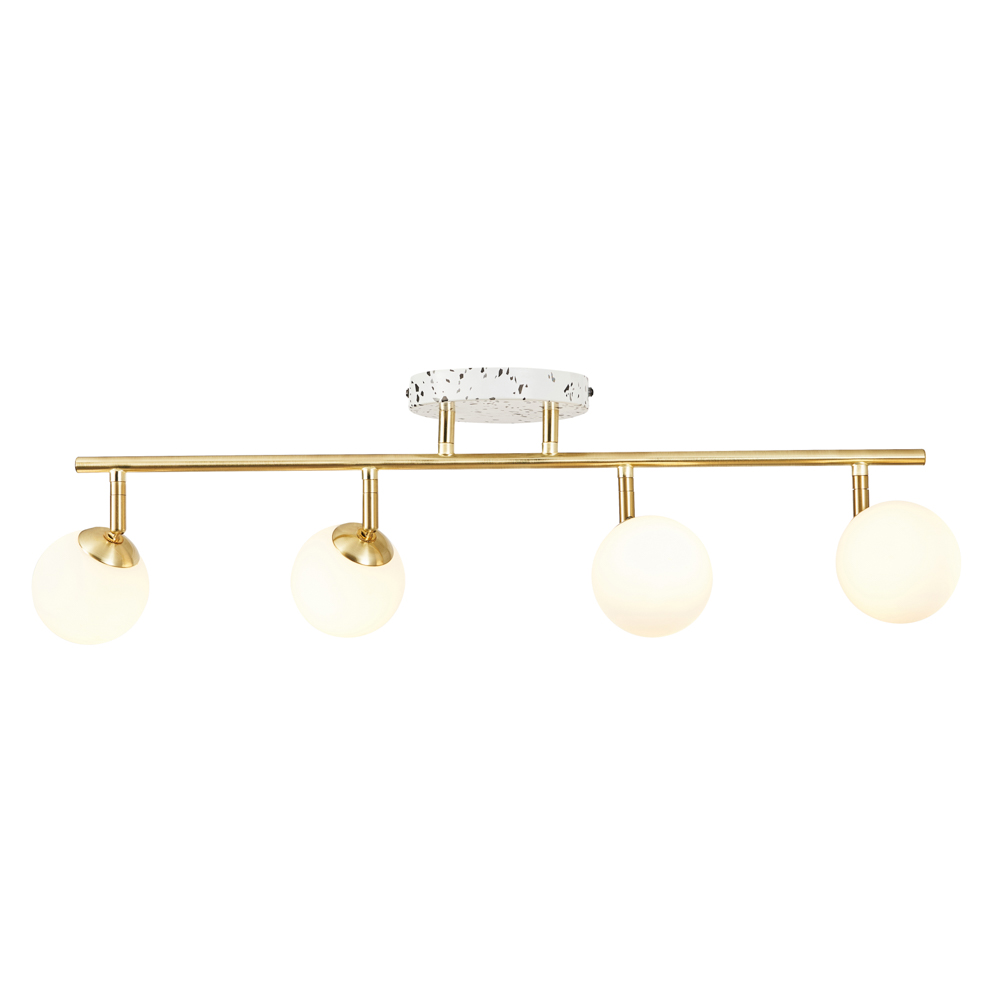 Lott Terrazzo Opal Ball 4 Light Spotlight Bar, Satin Brass