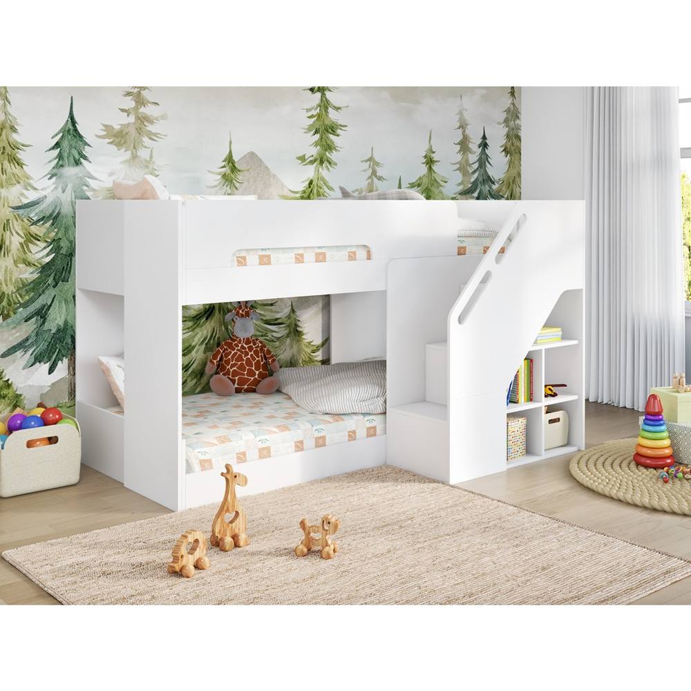 Flair Phobo Staircase Low Compact Bunk Bed White