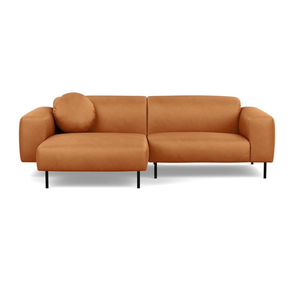 Heal's Luna Left Hand Facing Corner Chaise Sofa Luxury Leather Canella Black