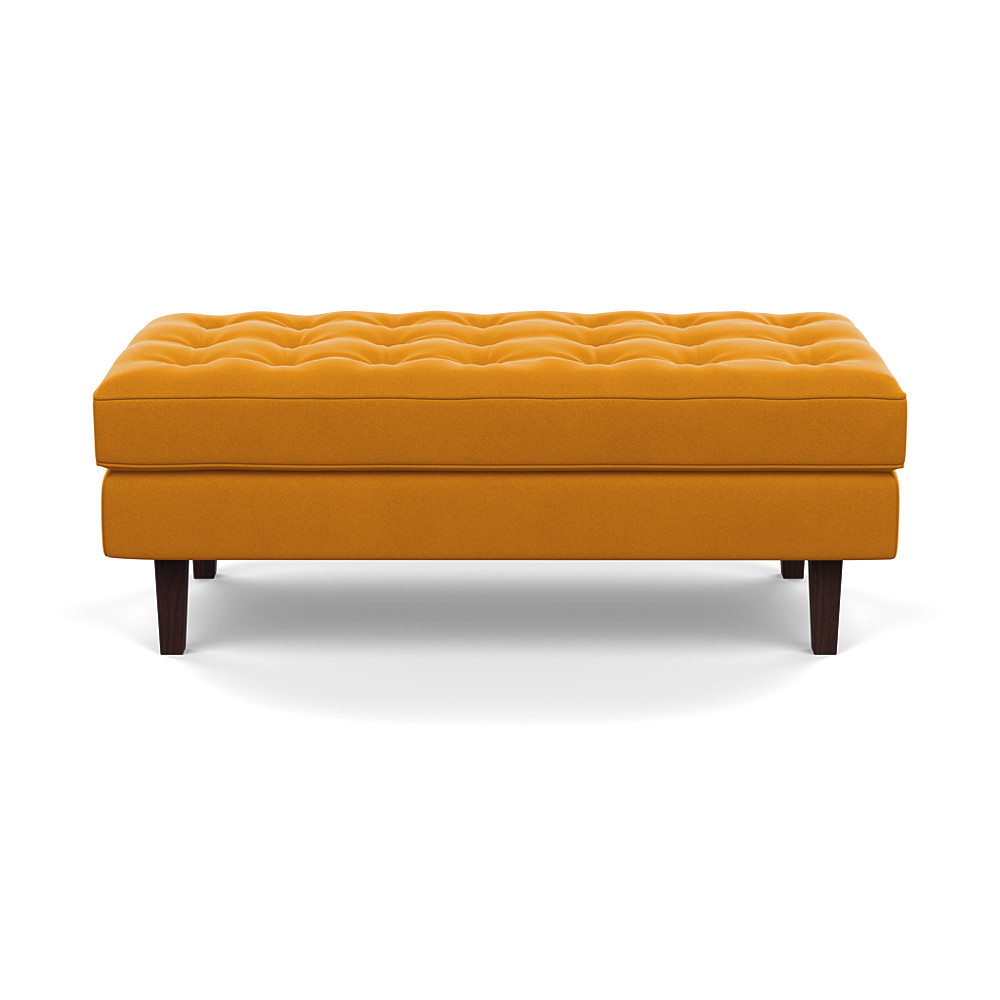 Heal's Hepburn Ottoman Nobilis Velvet Mustard Wenge Feet