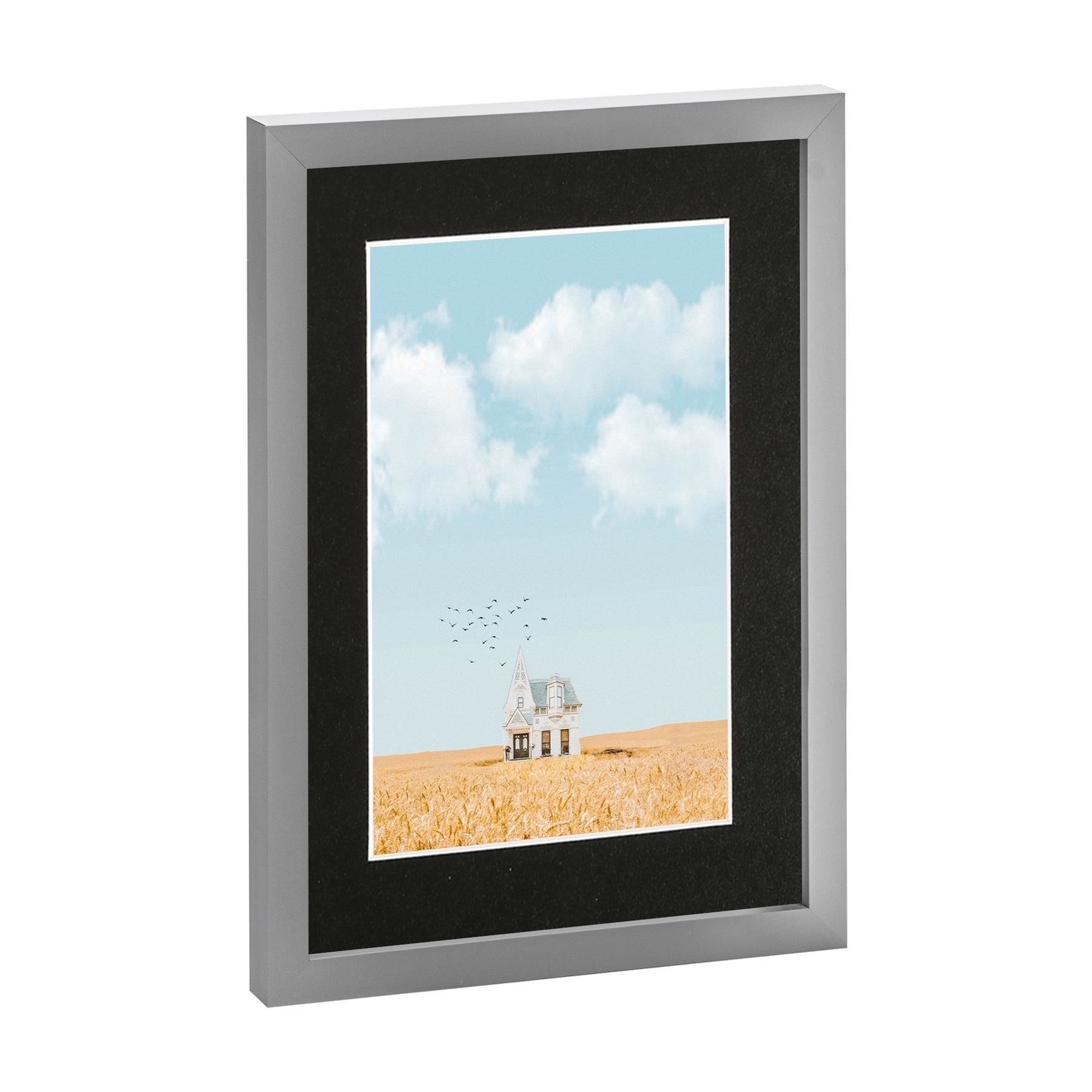 Nicola Spring Photo Frame with A5 Mount - A4 (8" x 12") - Black in Grey