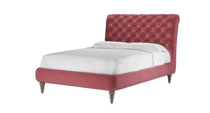 Knightsbridge (No Footboard) Double Bed in Dusty Rose Cotton Matt Velvet - sofa.com