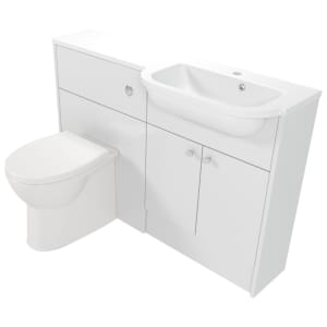 Deccado Benham Bright White Right Hand 1200mm Slimline Fitted Vanity & Toilet Pan Unit Combination with Right Hand Basin
