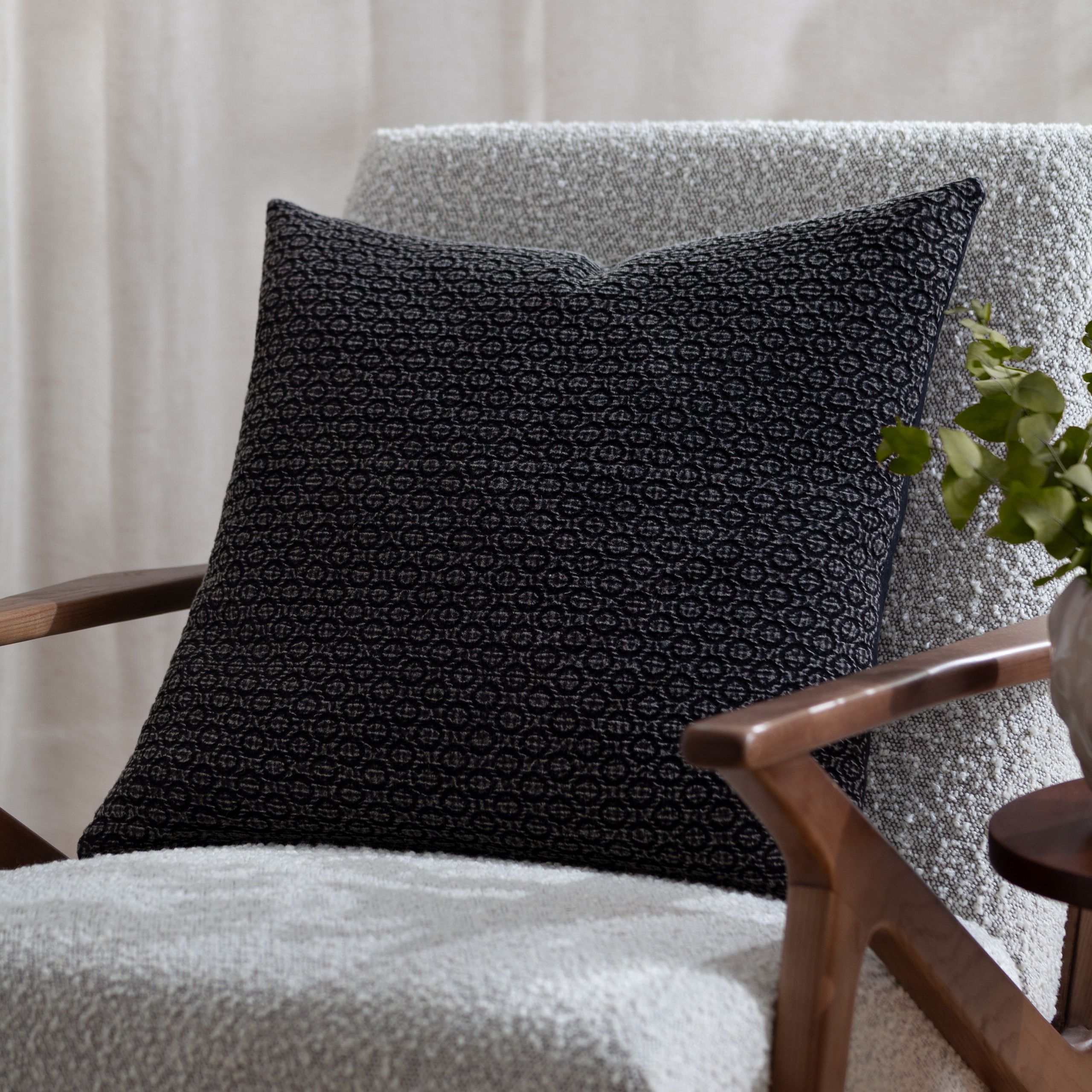 Yard Tryfan Textured 100% Cotton Cushion in Black