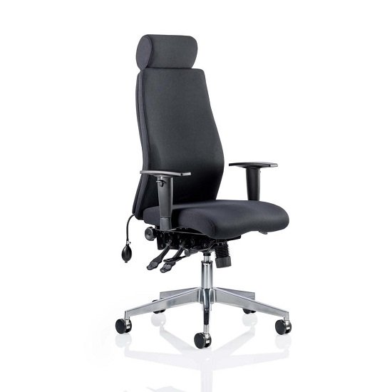 Penza Office Chair In Black With Headrest And Arms