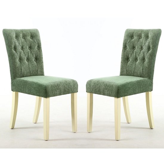 Oriel Dining Chair In Olive Green With Cream Legs In A Pair