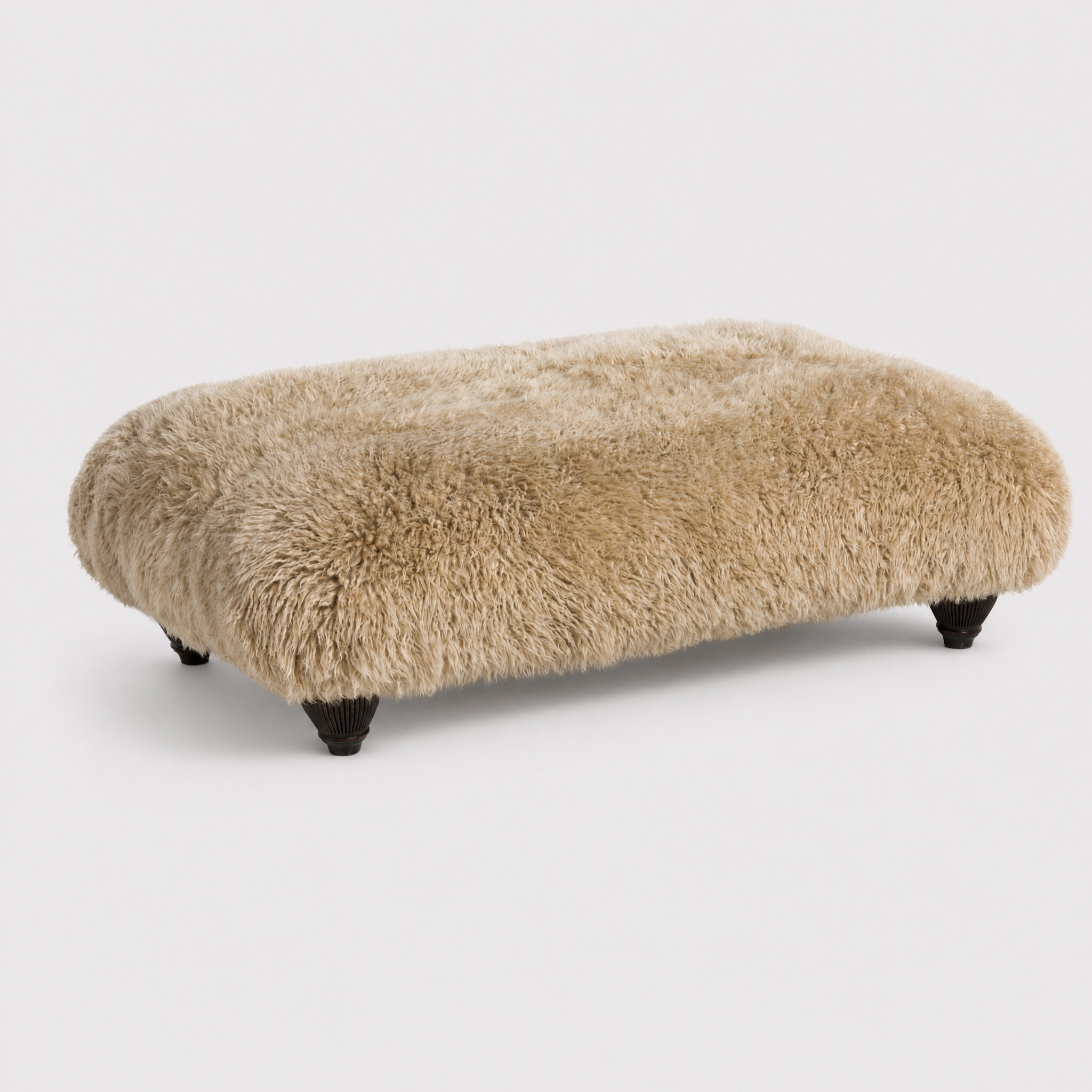 Tetrad Nappa Rectangular Stool Mahogany Ft, Neutral Fabric | Barker & Stonehouse